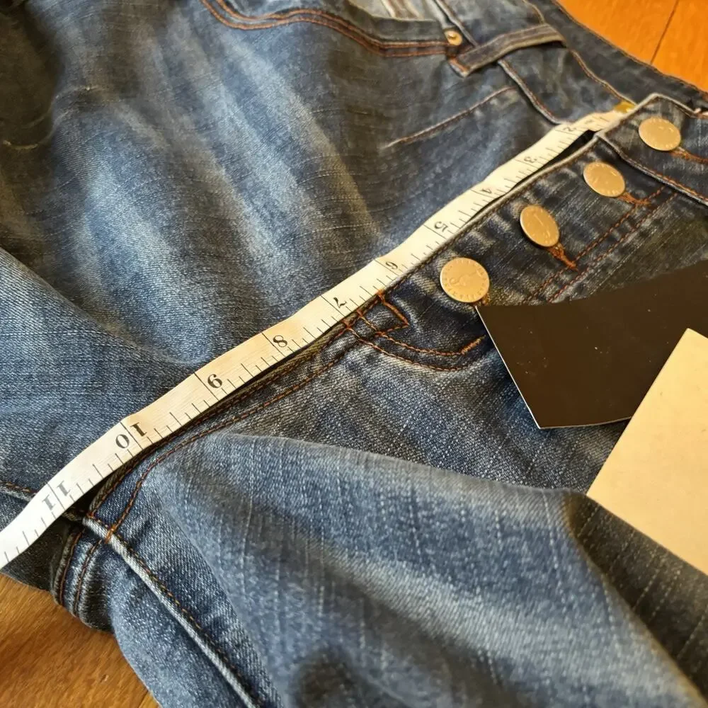 NWT Flamingals Women's Straight Leg Jeans Mid Rise Button Fly Stretchy M